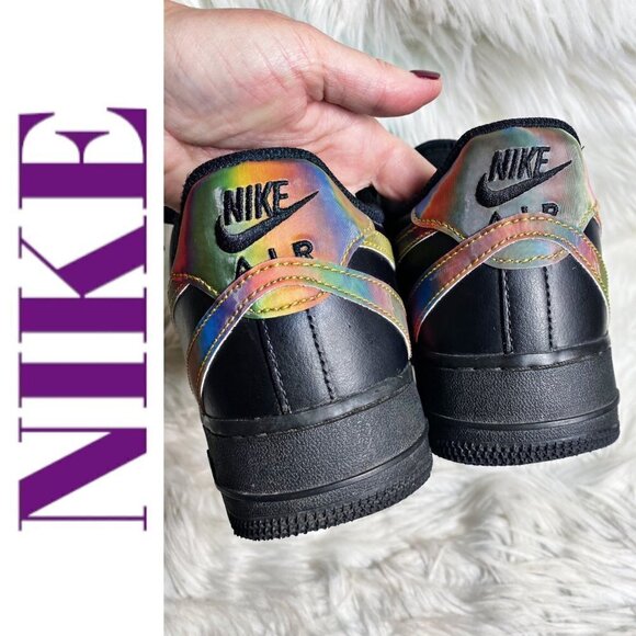 NIKE AIR FORCE 1 Misplaced Swoosh Low Top Black/Holo Multi Men, Size 9.5 - Picture 11 of 13